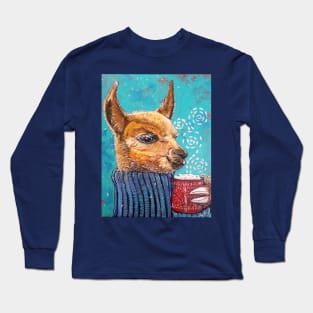 Llama Alpaca winter hot chocolate Long Sleeve T-Shirt